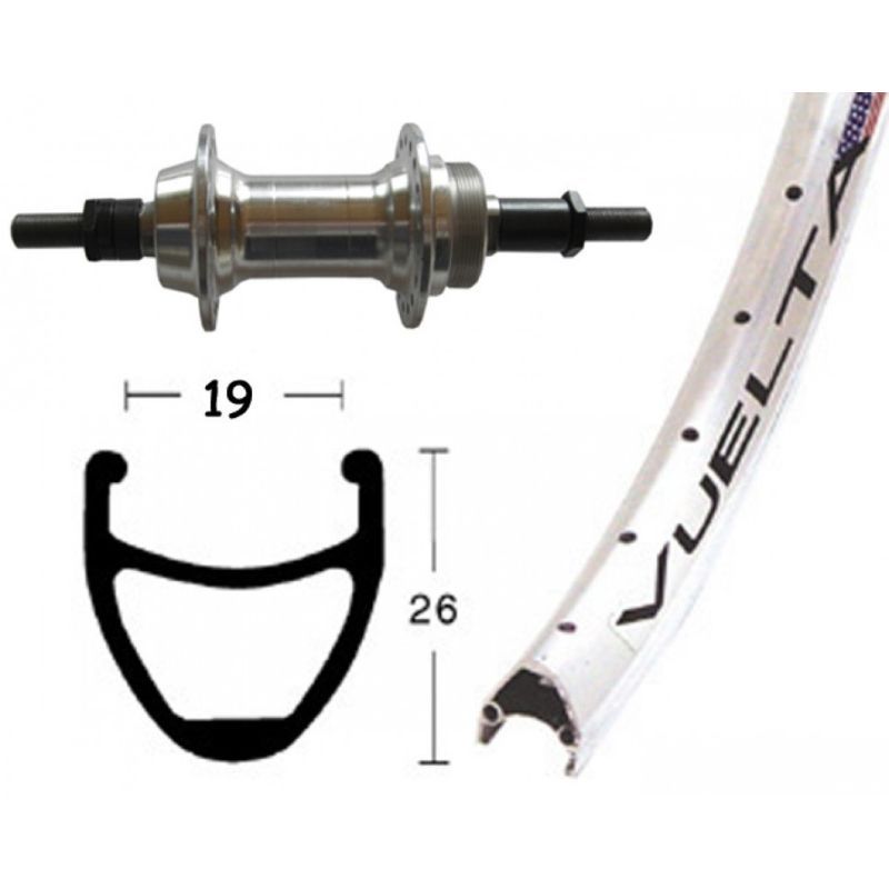 Rueda Trasera Winora Vuelta Airline Eje Macizo 135mm 6/8v Plata Pulida