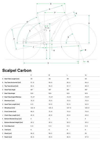 Scalpel 1 Lefty Cannondale 2024 Raw - Geometría